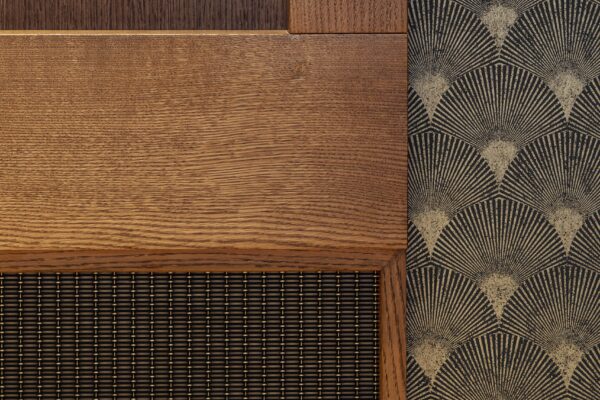 October 2021, images from the regeneration of BAFTA's 195 Piccadilly headquarters, designed by Benedetti Architects with Knight Harwood serving as the principle contractor on the project. Pictured: Architectural and interior design detail within the newly developed building.
